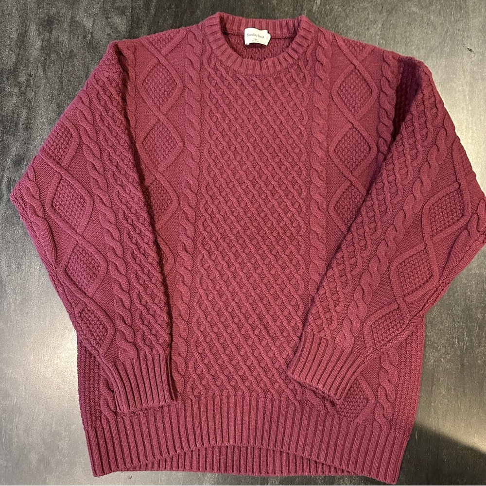 Sunday Best Peggy Sweater Crewneck Cable Knit Wool Sweater from Aritzia
